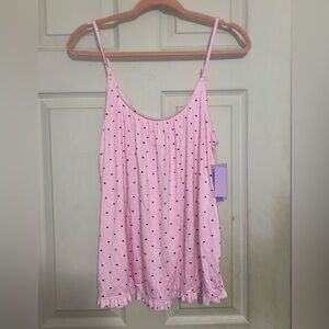 Pink Polka Dot Pajama Tank Top